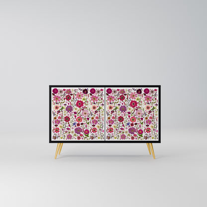 PETAL GARDEN Madia a 2 Ante in Finitura Nera