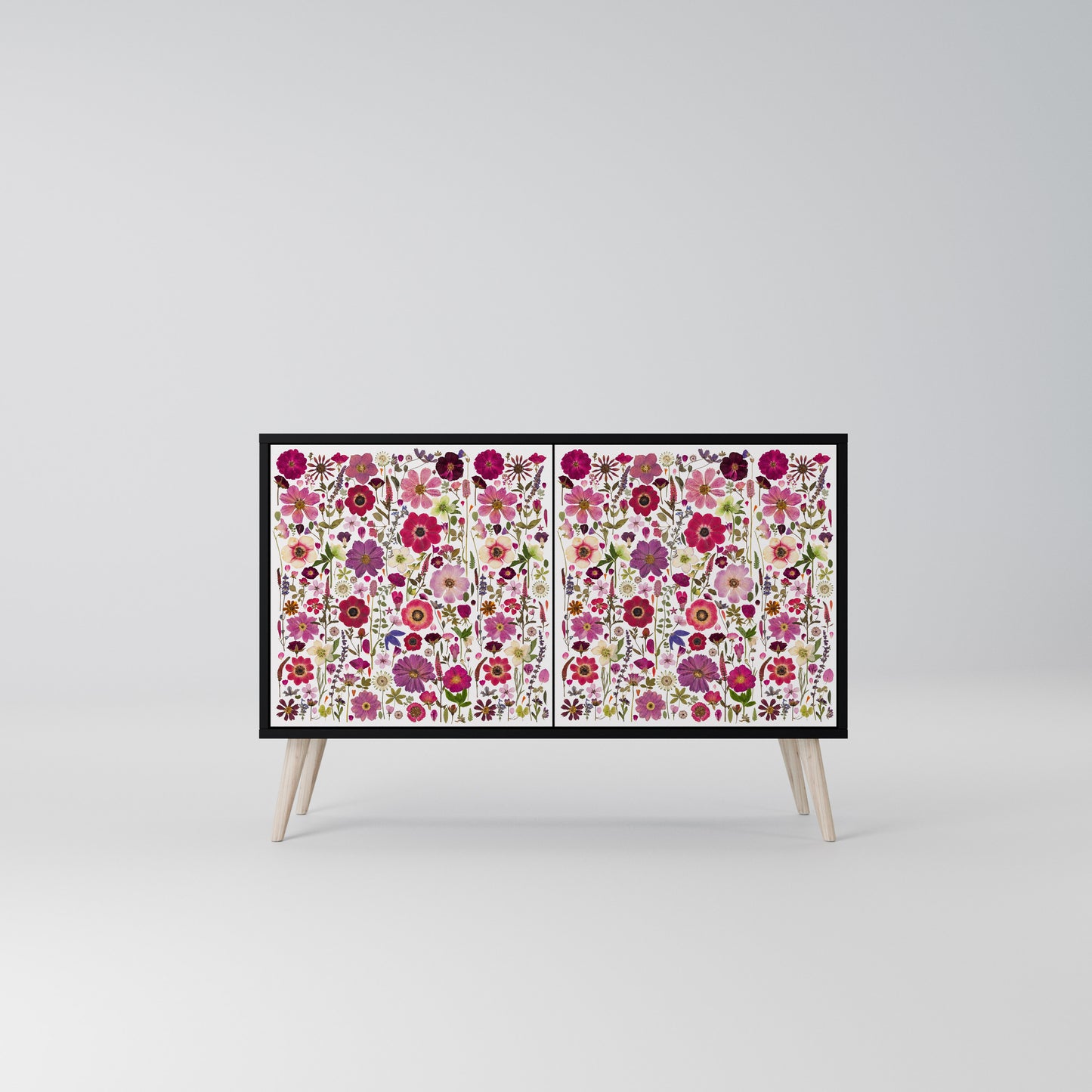 PETAL GARDEN Madia a 2 Ante in Finitura Nera