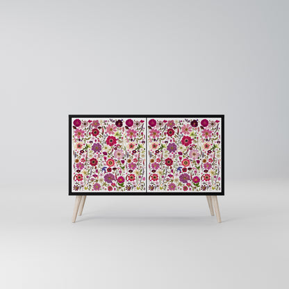 PETAL GARDEN Madia a 2 Ante in Finitura Nera