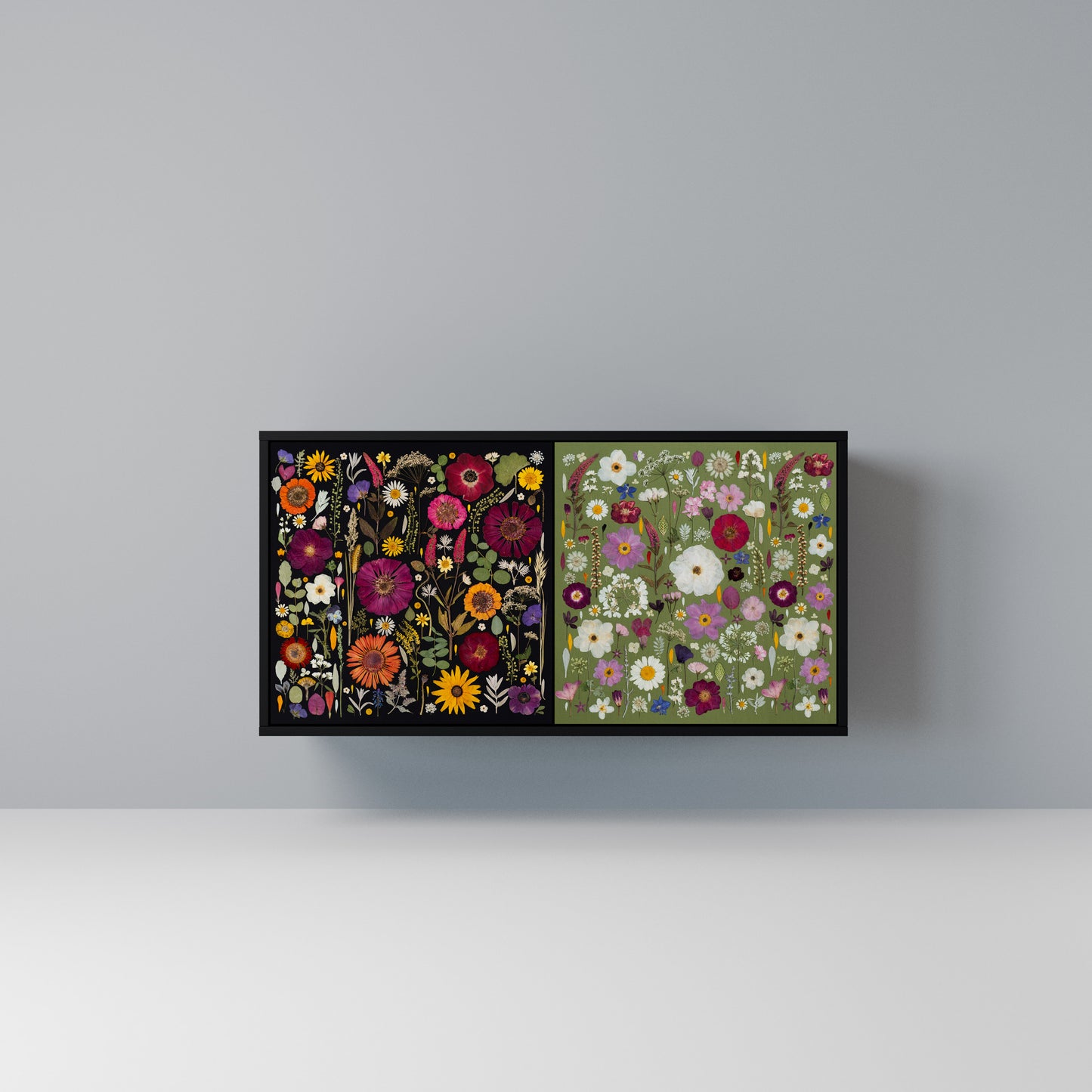 VERDANT GARDEN Madia a 2 Ante in Finitura Nera