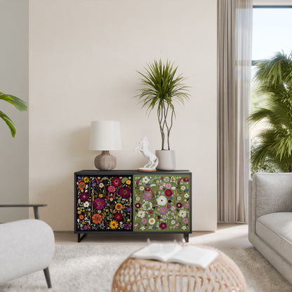 VERDANT GARDEN Madia a 2 Ante in Finitura Nera