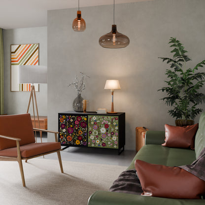 VERDANT GARDEN Madia a 2 Ante in Finitura Nera