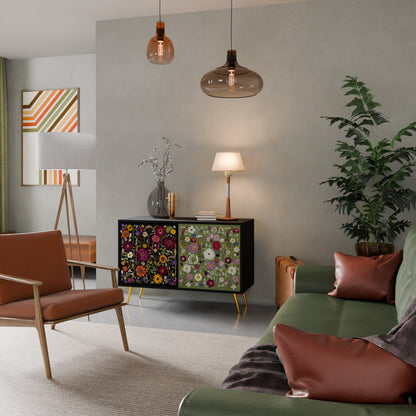 VERDANT GARDEN Madia a 2 Ante in Finitura Nera