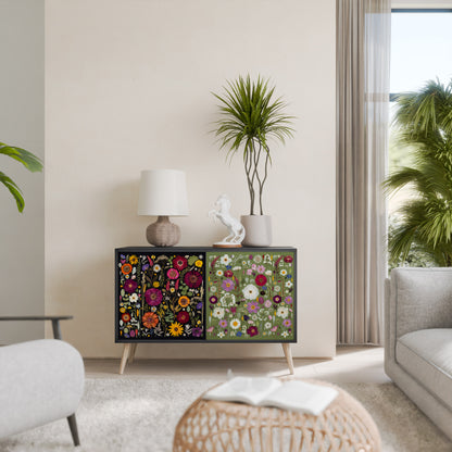 VERDANT GARDEN Madia a 2 Ante in Finitura Nera