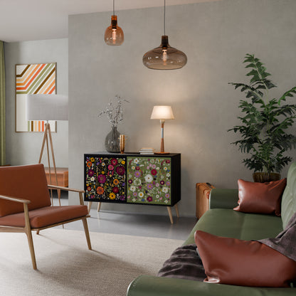 VERDANT GARDEN Madia a 2 Ante in Finitura Nera