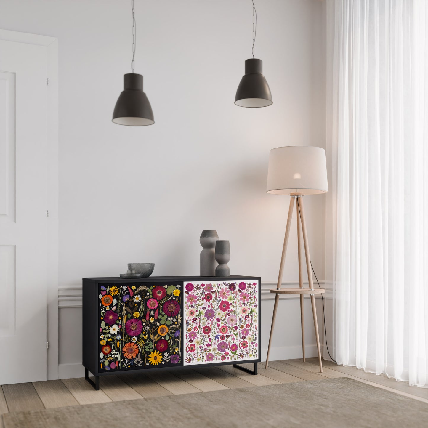 DAYNITE GARDEN Madia a 2 Ante in Finitura Nera