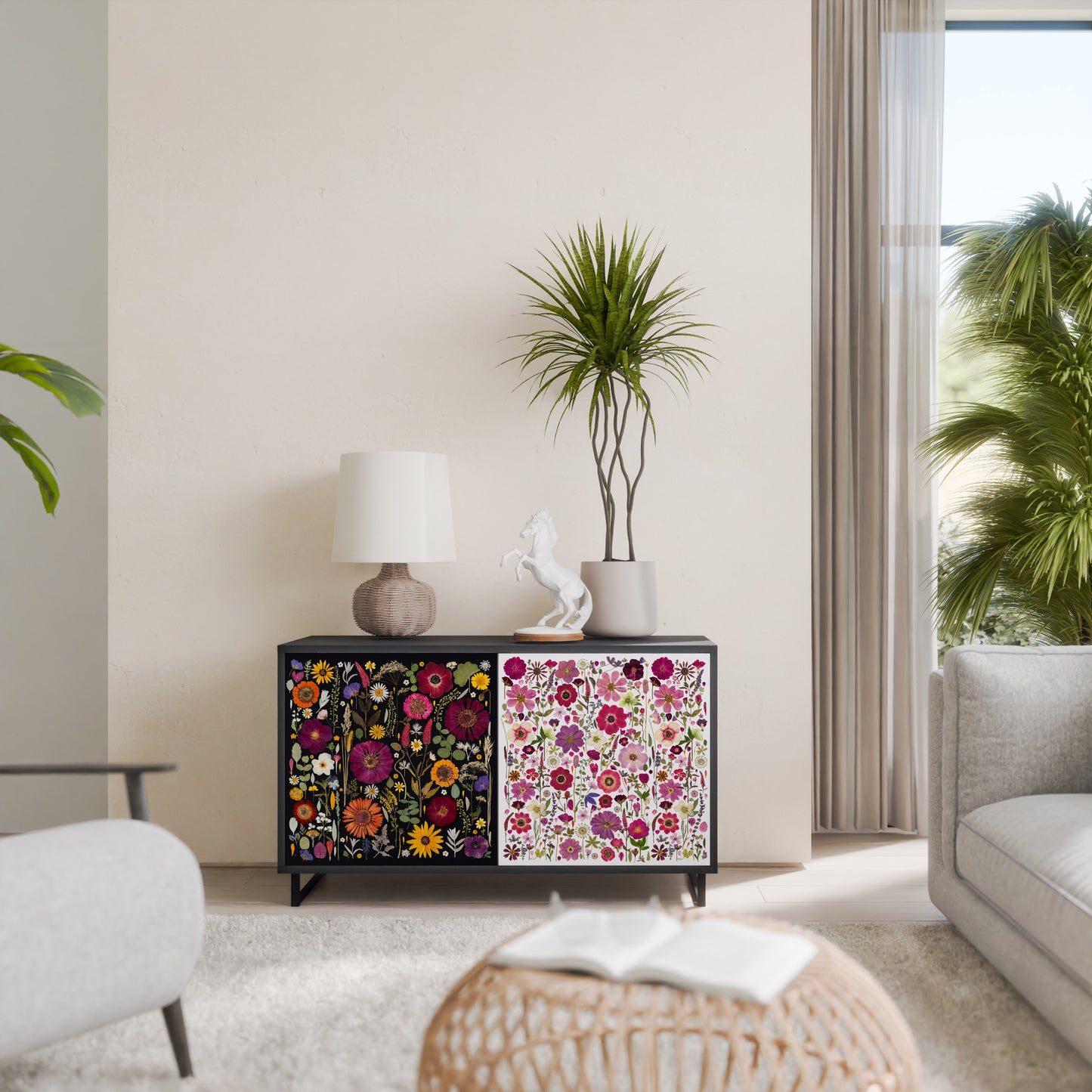 DAYNITE GARDEN Madia a 2 Ante in Finitura Nera