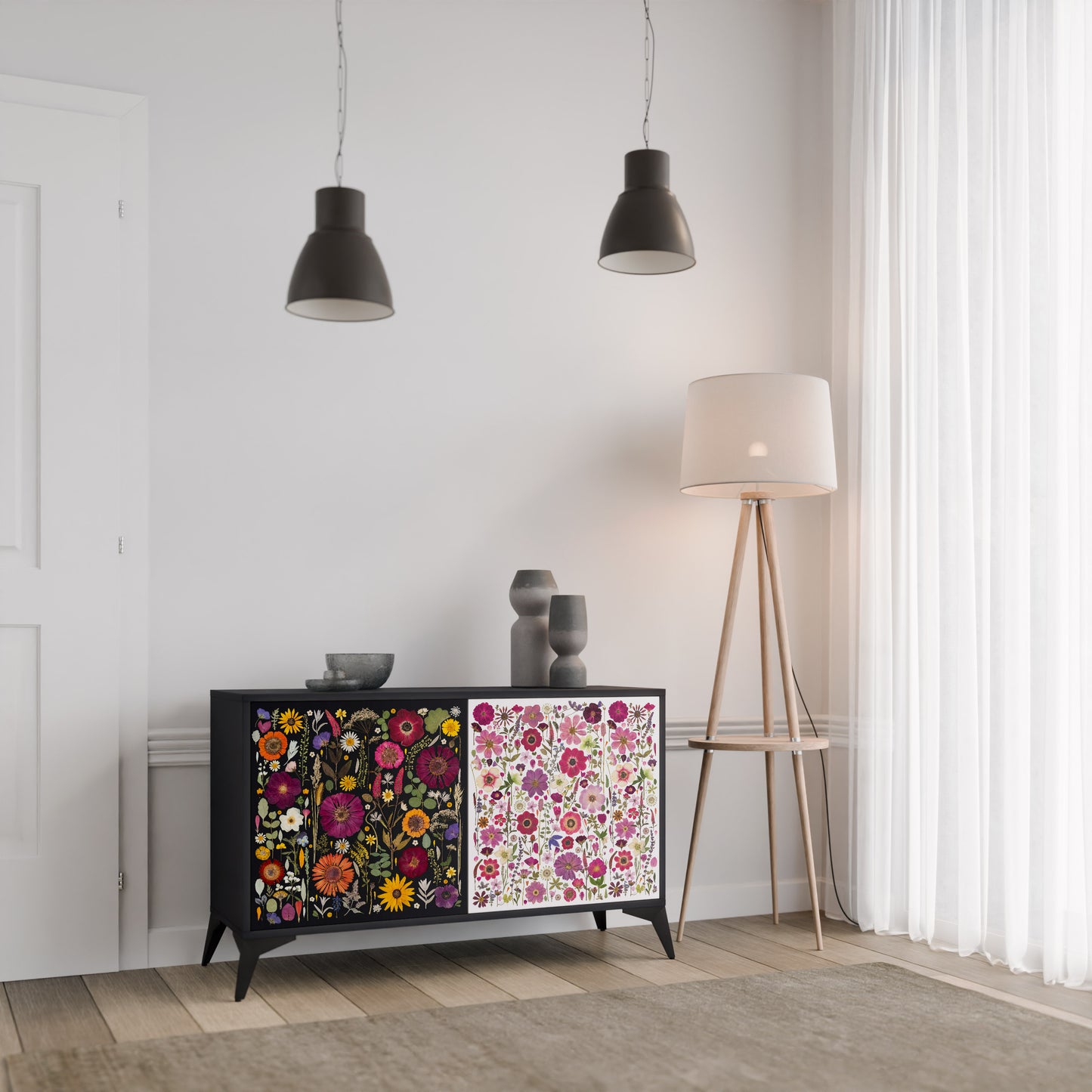 DAYNITE GARDEN Madia a 2 Ante in Finitura Nera