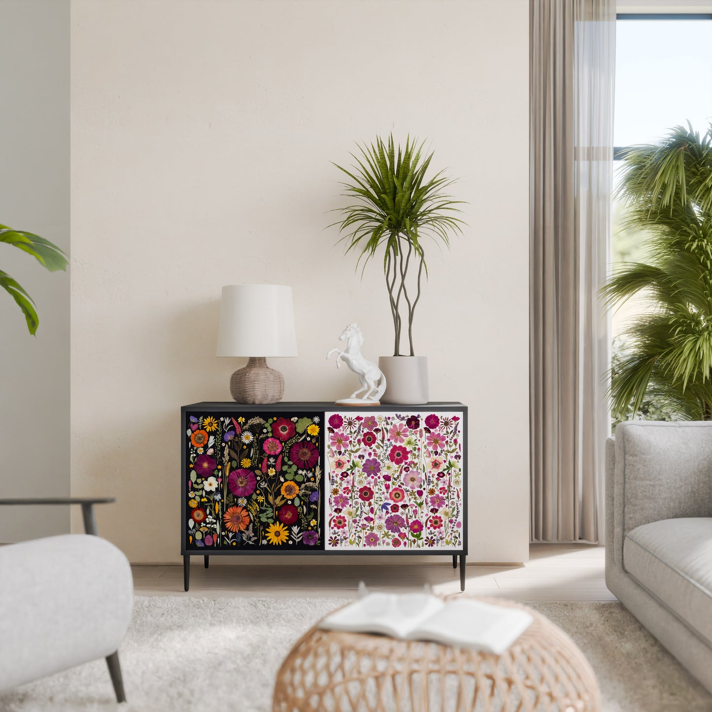 DAYNITE GARDEN Madia a 2 Ante in Finitura Nera