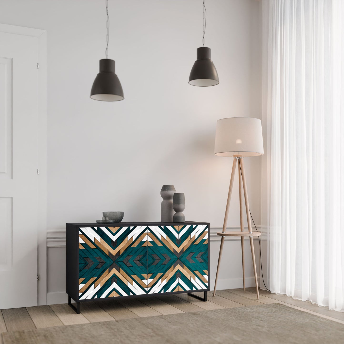 Credenza ARTISTIC GEOMETRY a 2 ante in finitura nera