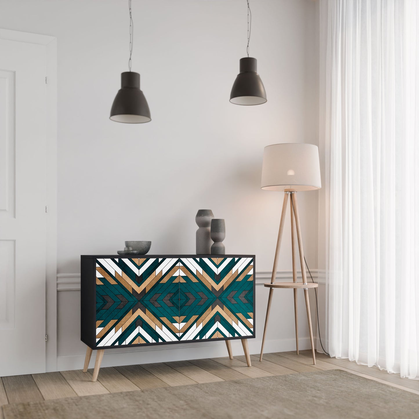 Credenza ARTISTIC GEOMETRY a 2 ante in finitura nera