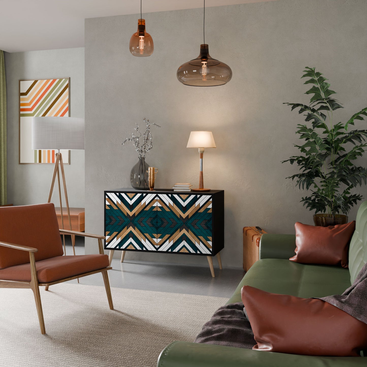 Credenza ARTISTIC GEOMETRY a 2 ante in finitura nera