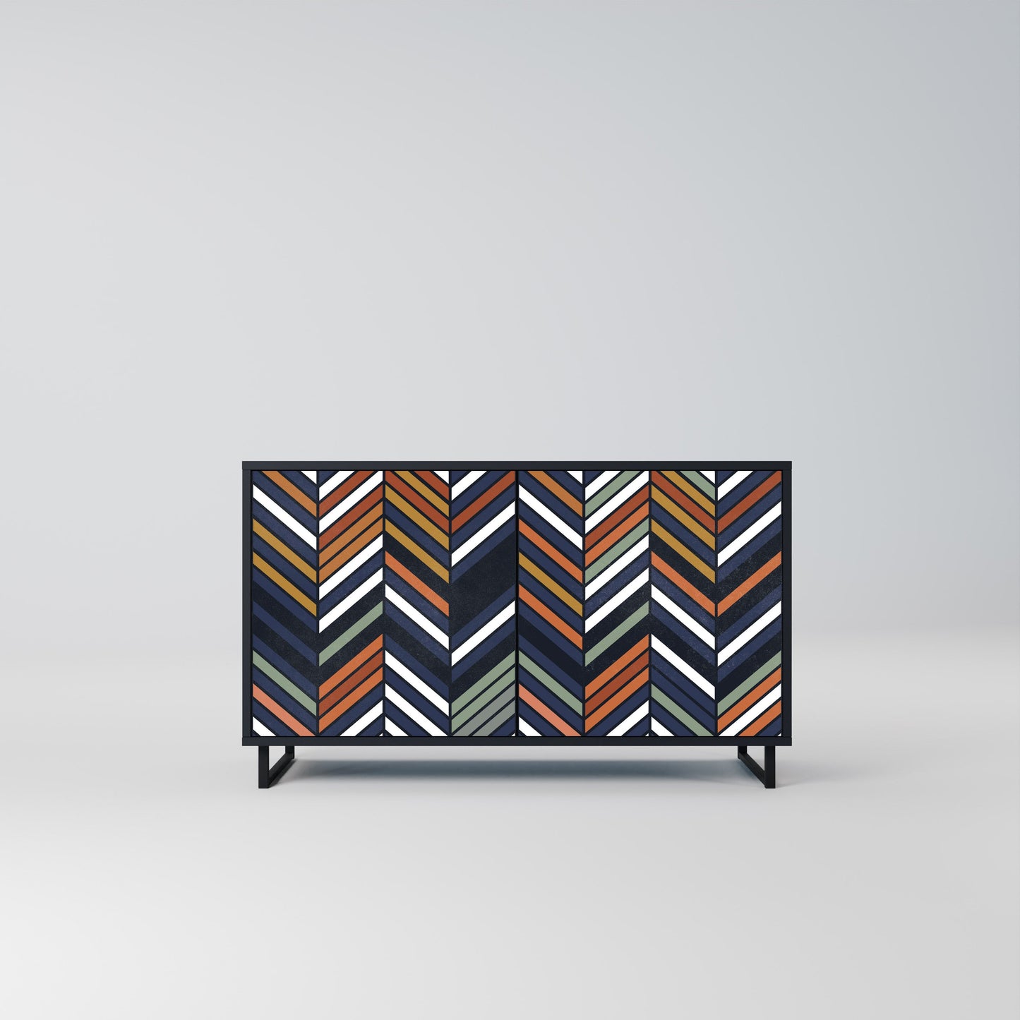 Credenza VIBRANT PATCHWORK a 2 ante con finitura nera