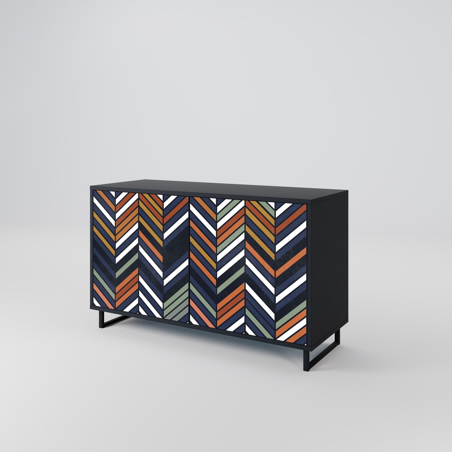 Credenza VIBRANT PATCHWORK a 2 ante con finitura nera