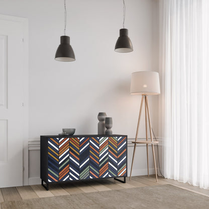 Credenza VIBRANT PATCHWORK a 2 ante con finitura nera