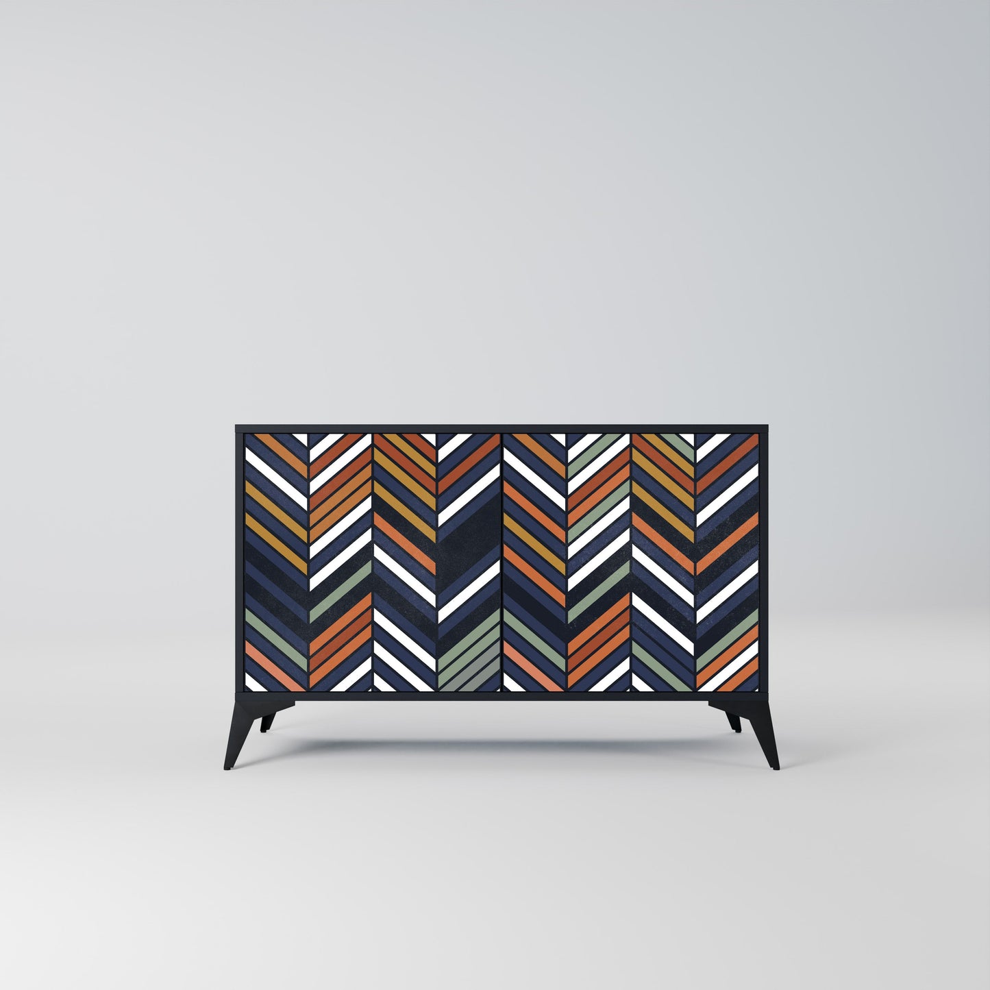 Credenza VIBRANT PATCHWORK a 2 ante con finitura nera