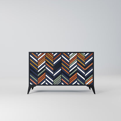 Credenza VIBRANT PATCHWORK a 2 ante con finitura nera