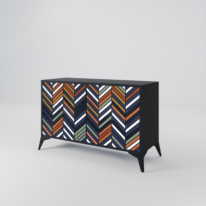 Credenza VIBRANT PATCHWORK a 2 ante con finitura nera