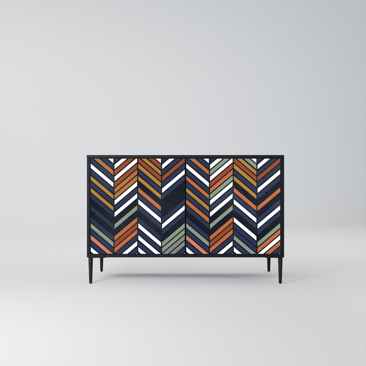 Credenza VIBRANT PATCHWORK a 2 ante con finitura nera