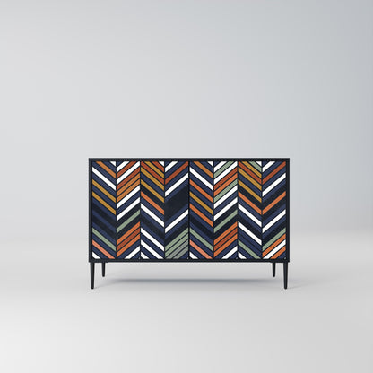 Credenza VIBRANT PATCHWORK a 2 ante con finitura nera