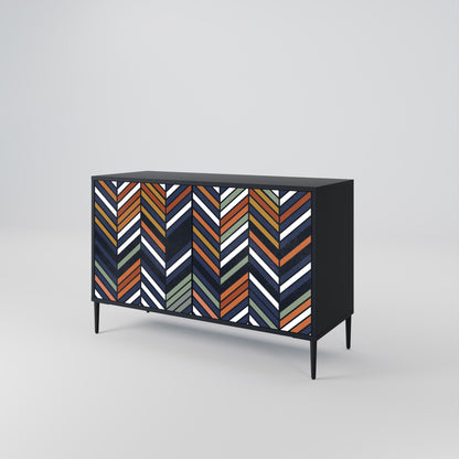 Credenza VIBRANT PATCHWORK a 2 ante con finitura nera