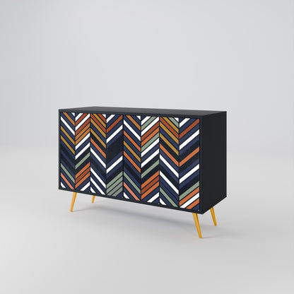 Credenza VIBRANT PATCHWORK a 2 ante con finitura nera