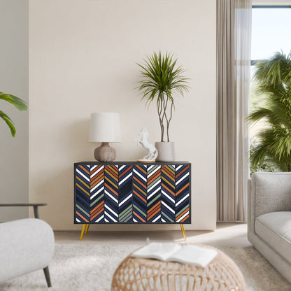 Credenza VIBRANT PATCHWORK a 2 ante con finitura nera