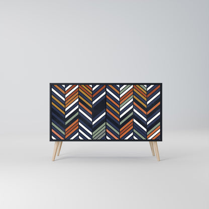 Credenza VIBRANT PATCHWORK a 2 ante con finitura nera