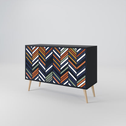Credenza VIBRANT PATCHWORK a 2 ante con finitura nera