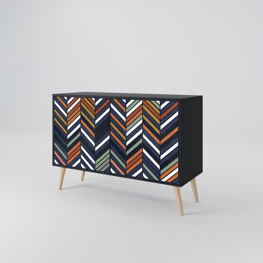 Credenza VIBRANT PATCHWORK a 2 ante con finitura nera