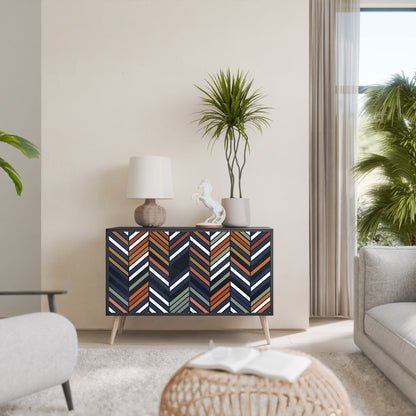 Credenza VIBRANT PATCHWORK a 2 ante con finitura nera