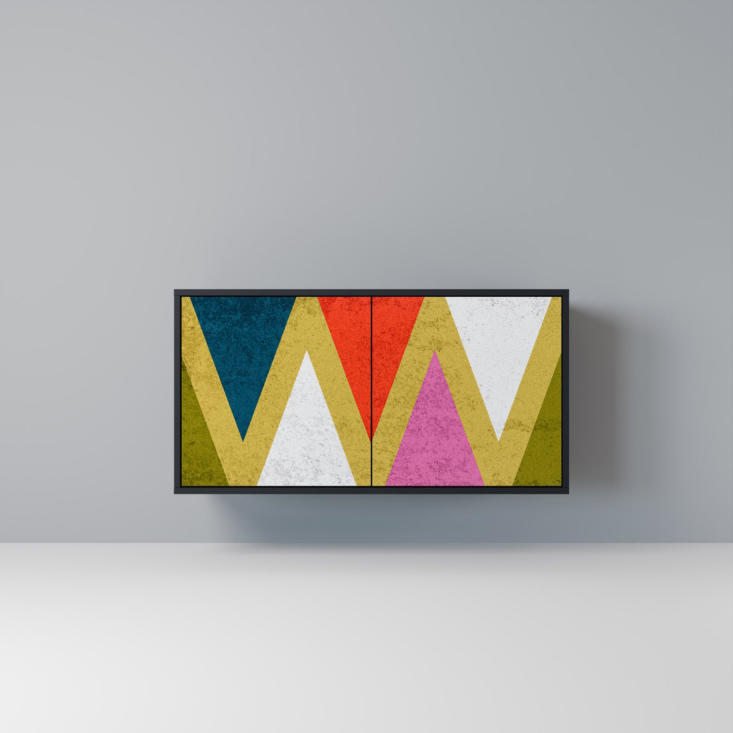 COLORFUL TRIANGLES Madia a 2 Ante in Finitura Nera