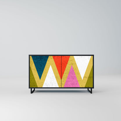 Credenza a 2 ante COLORFUL TRIANGLES in finitura nera