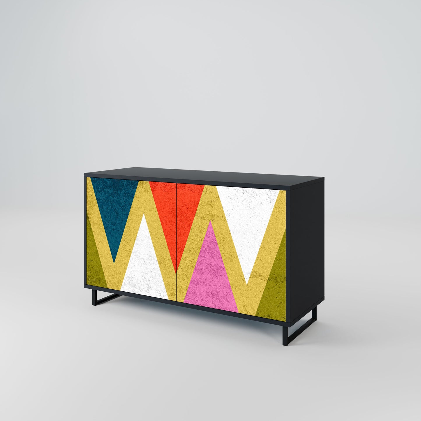 Credenza a 2 ante COLORFUL TRIANGLES in finitura nera