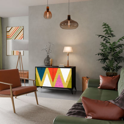 Credenza a 2 ante COLORFUL TRIANGLES in finitura nera