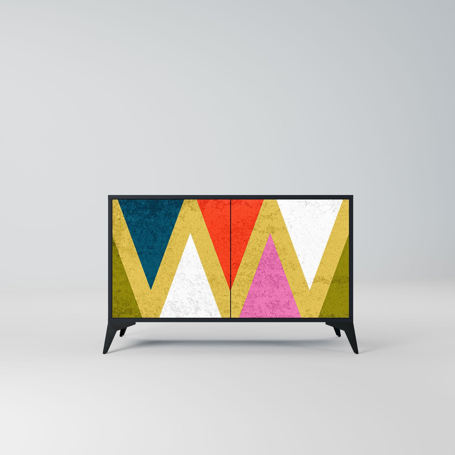 Credenza a 2 ante COLORFUL TRIANGLES in finitura nera