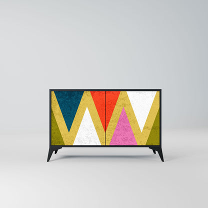 Credenza a 2 ante COLORFUL TRIANGLES in finitura nera