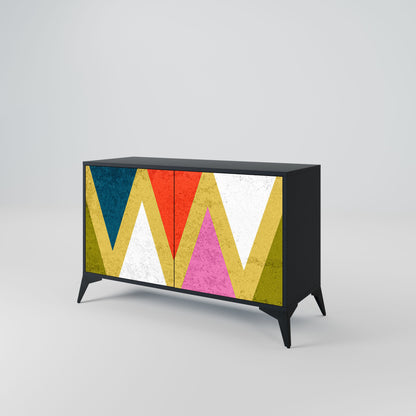 Credenza a 2 ante COLORFUL TRIANGLES in finitura nera