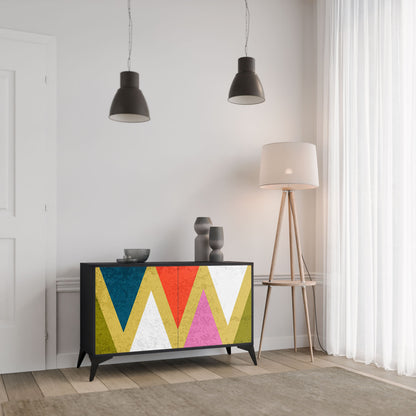 Credenza a 2 ante COLORFUL TRIANGLES in finitura nera