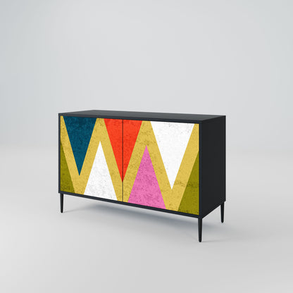 Credenza a 2 ante COLORFUL TRIANGLES in finitura nera