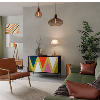 Credenza a 2 ante COLORFUL TRIANGLES in finitura nera