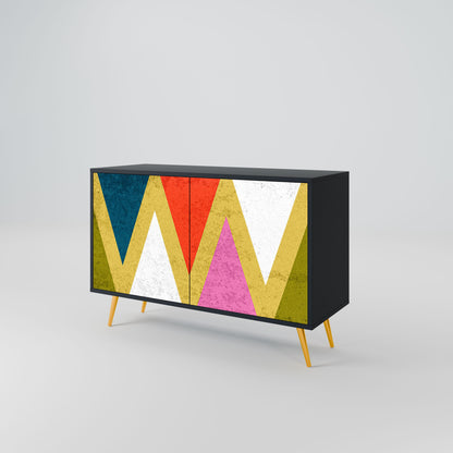 Credenza a 2 ante COLORFUL TRIANGLES in finitura nera