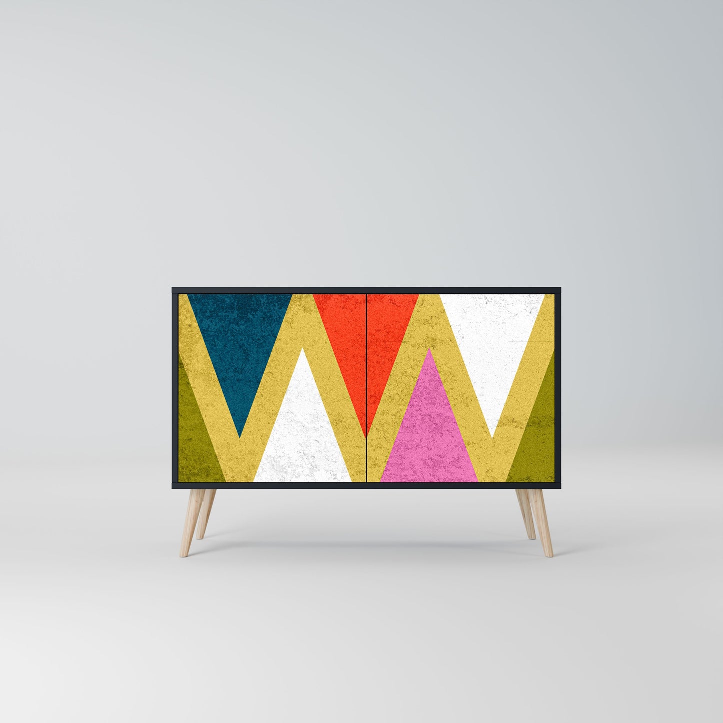 Credenza a 2 ante COLORFUL TRIANGLES in finitura nera