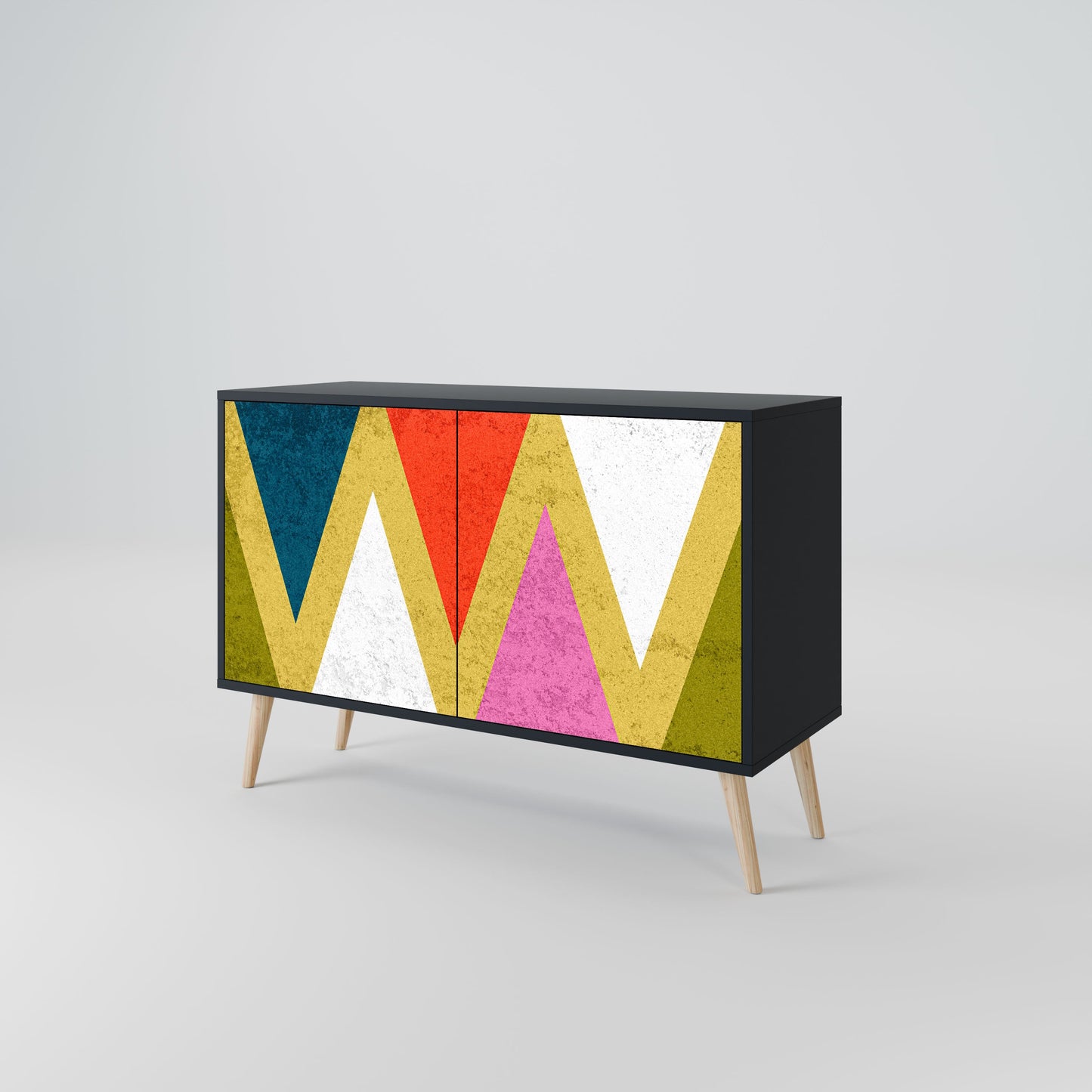Credenza a 2 ante COLORFUL TRIANGLES in finitura nera