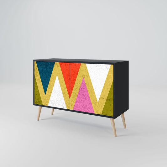 Credenza a 2 ante COLORFUL TRIANGLES in finitura nera