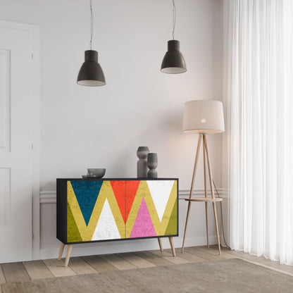 Credenza a 2 ante COLORFUL TRIANGLES in finitura nera