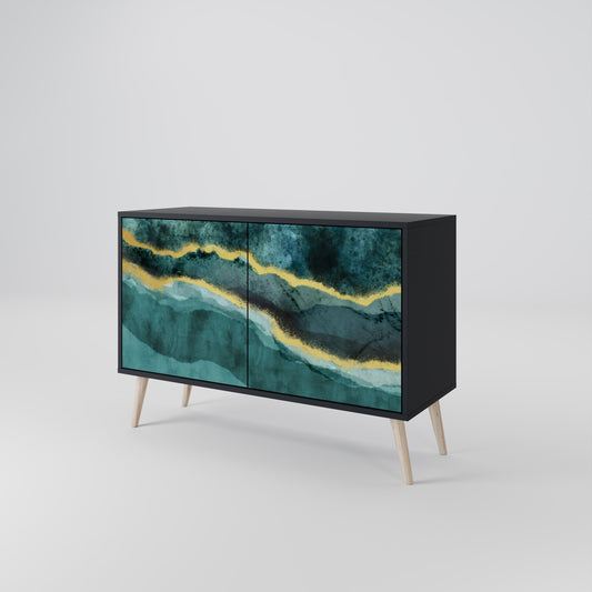 Credenza a 2 ante GOLDRUSH ODYSSEY in finitura nera