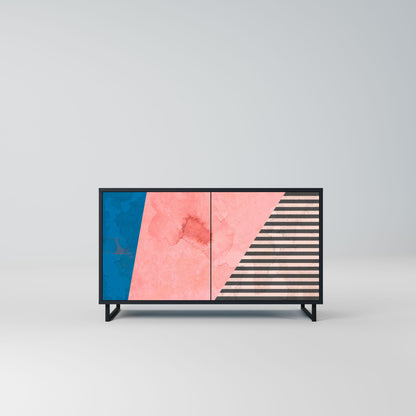 Credenza GLAMOROUS STRIPE a 2 ante in finitura nera