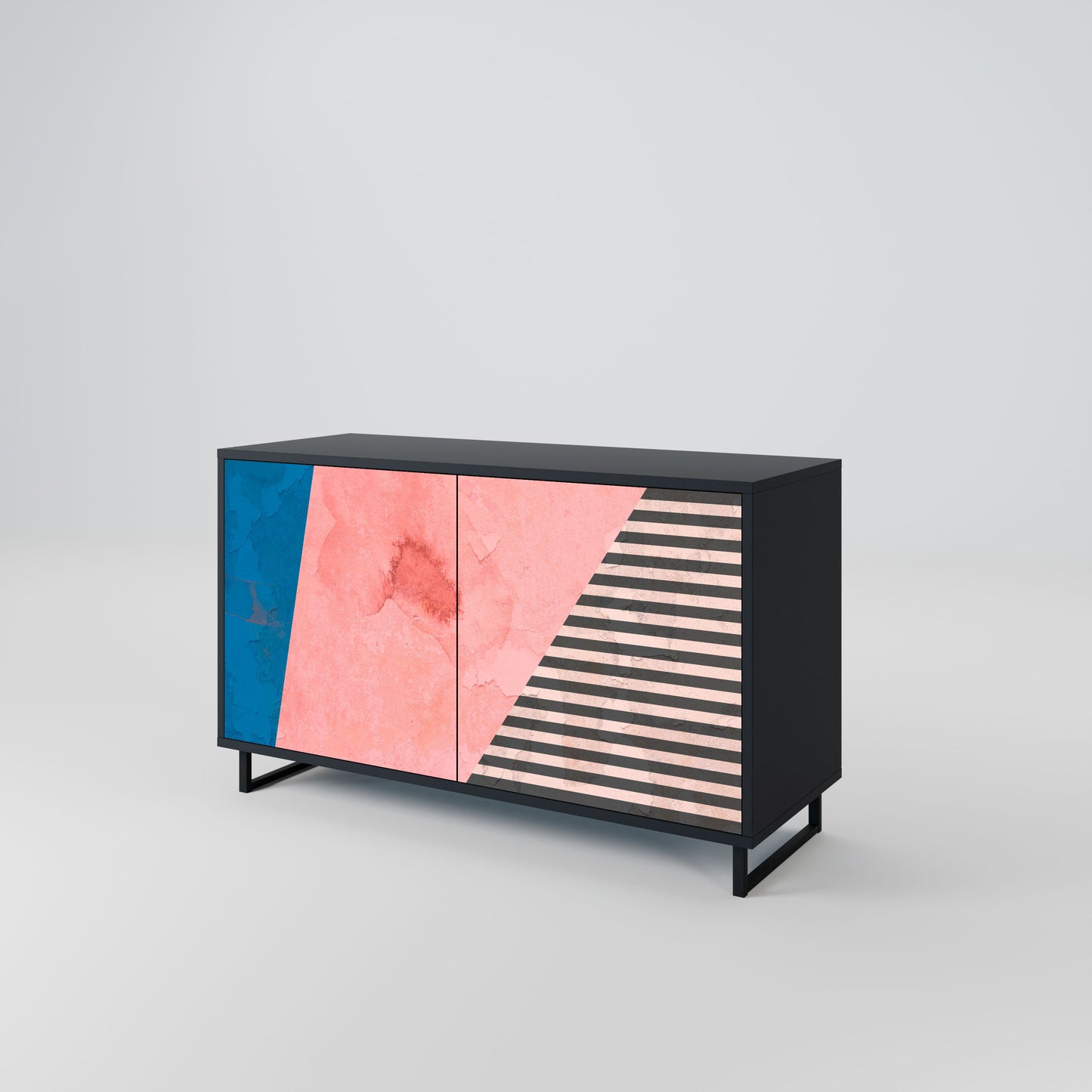 Credenza GLAMOROUS STRIPE a 2 ante in finitura nera