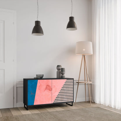 Credenza GLAMOROUS STRIPE a 2 ante in finitura nera